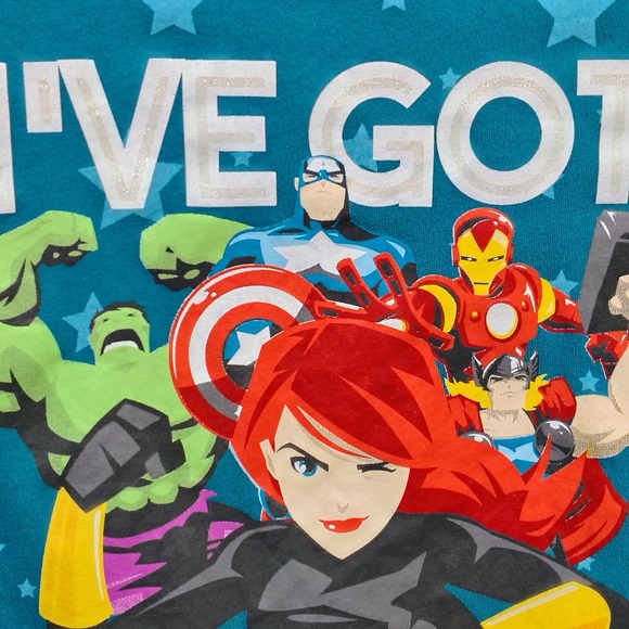 Kids Marvel Avengers I've Got This Long Sleeve Shirt Size XL 14 16 Teal Stars - Picture 5 of 6